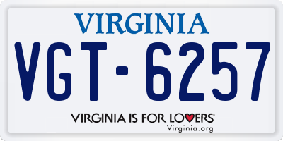 VA license plate VGT6257