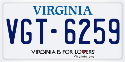 VA license plate VGT6259