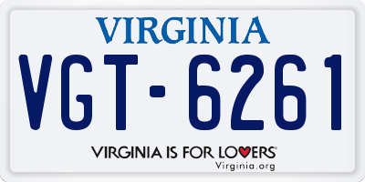 VA license plate VGT6261