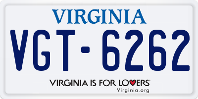 VA license plate VGT6262