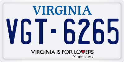VA license plate VGT6265