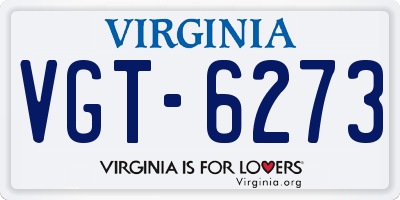 VA license plate VGT6273