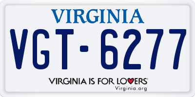 VA license plate VGT6277