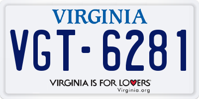 VA license plate VGT6281