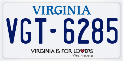 VA license plate VGT6285