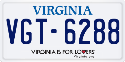 VA license plate VGT6288