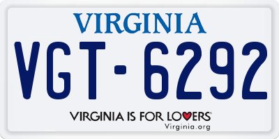 VA license plate VGT6292