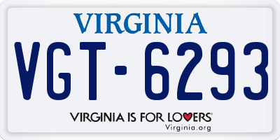 VA license plate VGT6293
