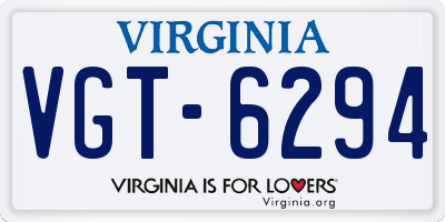 VA license plate VGT6294