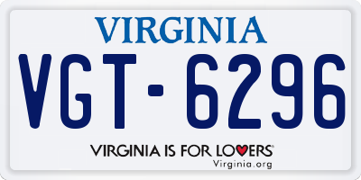 VA license plate VGT6296