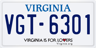 VA license plate VGT6301