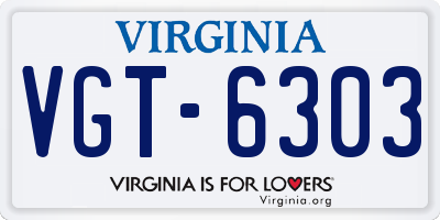 VA license plate VGT6303