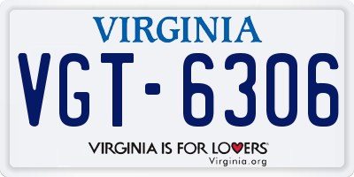 VA license plate VGT6306