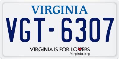 VA license plate VGT6307