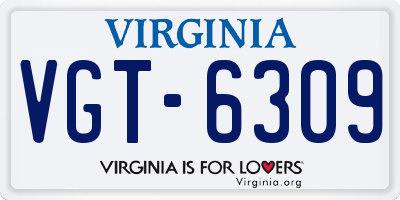VA license plate VGT6309