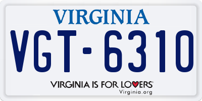 VA license plate VGT6310