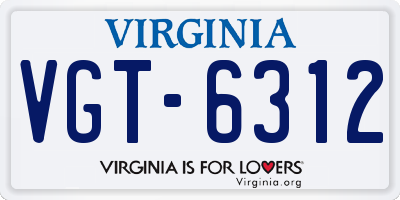 VA license plate VGT6312