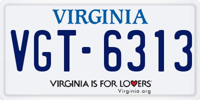 VA license plate VGT6313