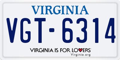 VA license plate VGT6314