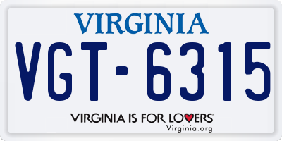 VA license plate VGT6315