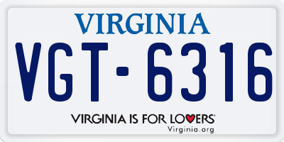 VA license plate VGT6316