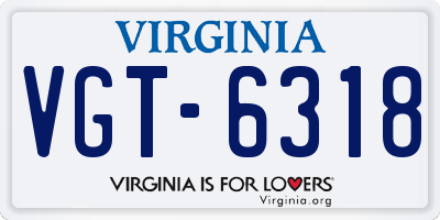 VA license plate VGT6318