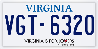 VA license plate VGT6320