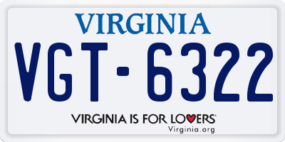 VA license plate VGT6322