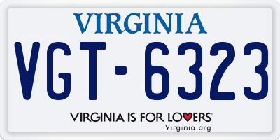 VA license plate VGT6323