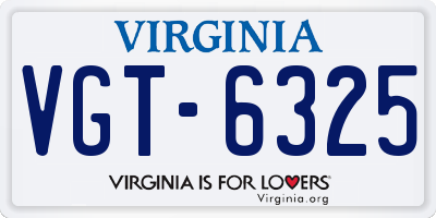 VA license plate VGT6325