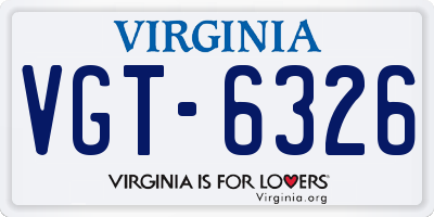 VA license plate VGT6326