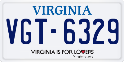 VA license plate VGT6329