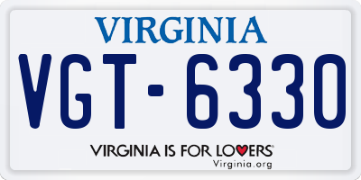 VA license plate VGT6330