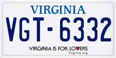 VA license plate VGT6332