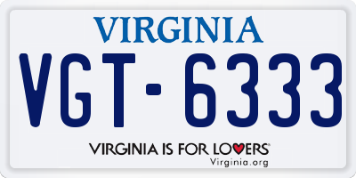 VA license plate VGT6333