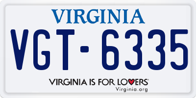 VA license plate VGT6335