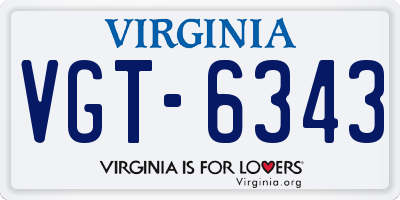 VA license plate VGT6343