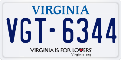 VA license plate VGT6344
