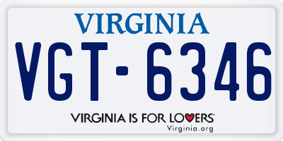 VA license plate VGT6346