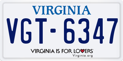 VA license plate VGT6347