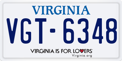 VA license plate VGT6348
