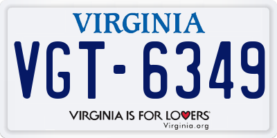 VA license plate VGT6349