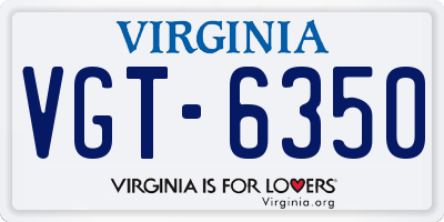 VA license plate VGT6350