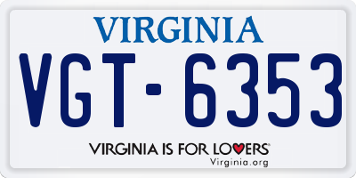 VA license plate VGT6353