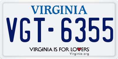 VA license plate VGT6355