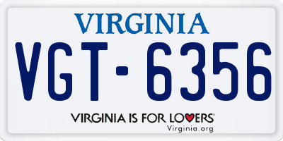 VA license plate VGT6356