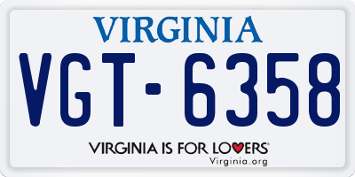 VA license plate VGT6358