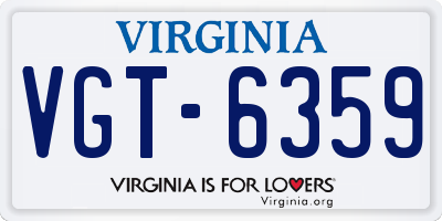 VA license plate VGT6359