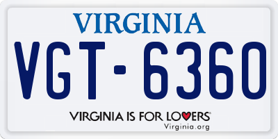 VA license plate VGT6360