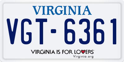 VA license plate VGT6361